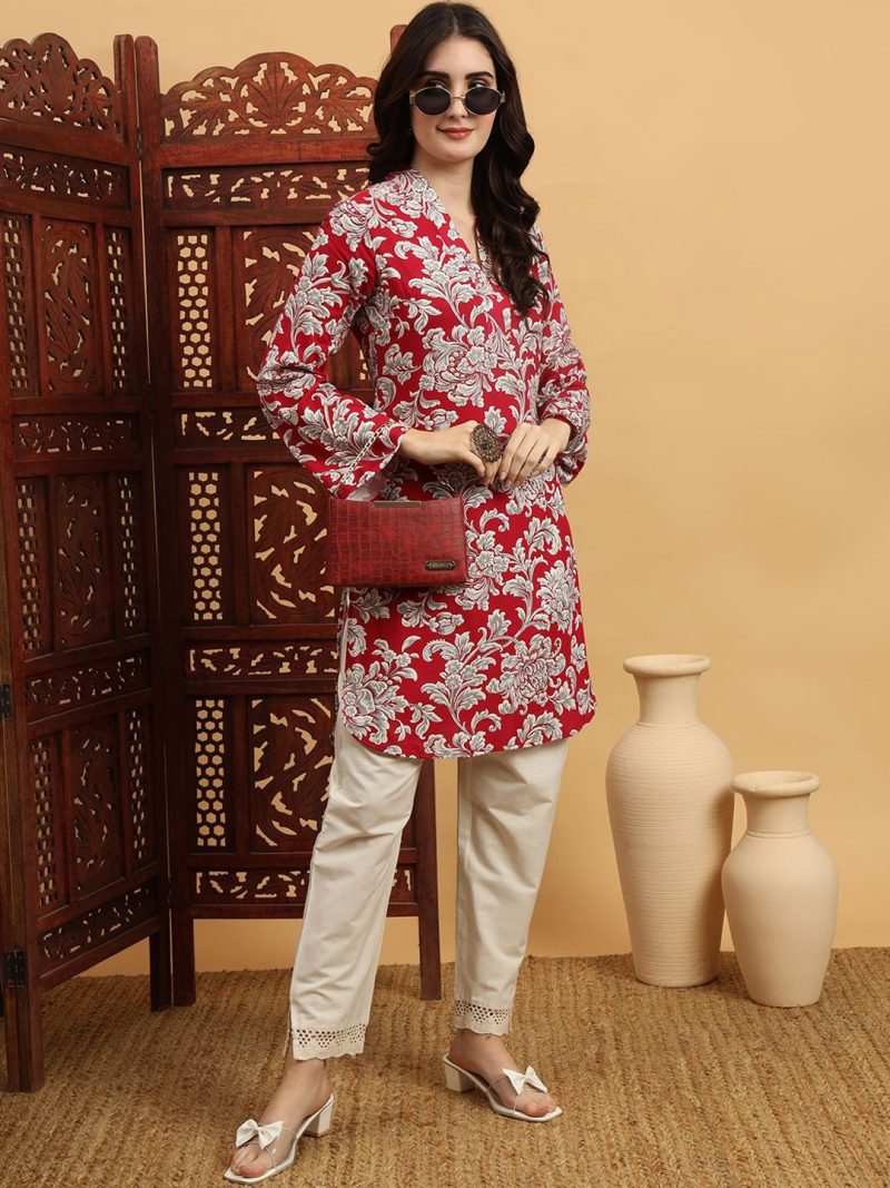 Women Ethnic Motifs Printed Flared Sleeves Summer Sheers Kurta - Image 6