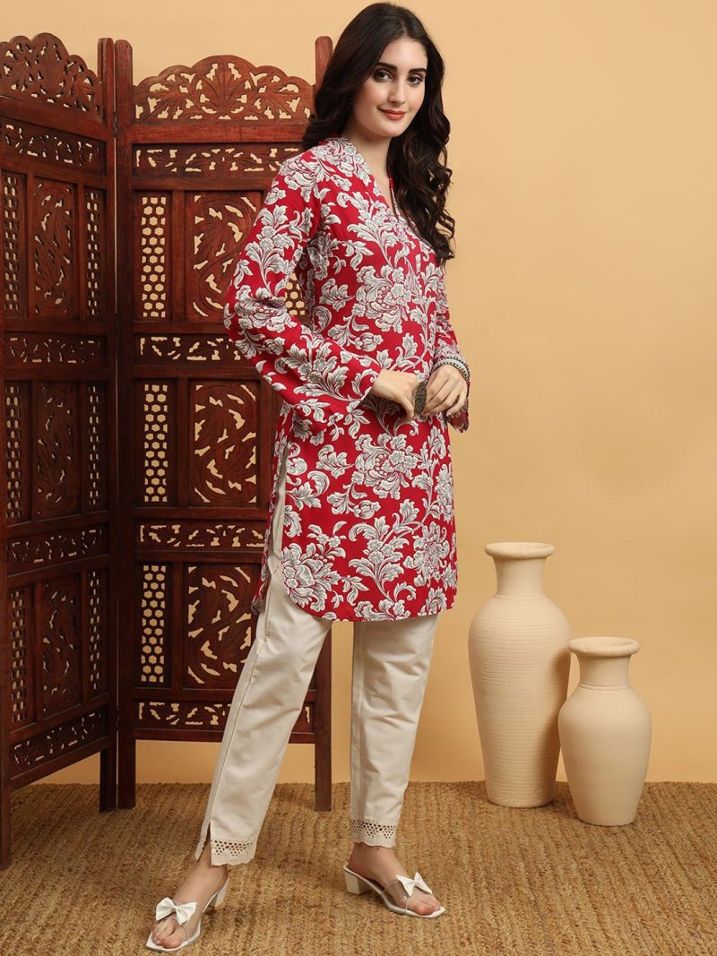 Women Ethnic Motifs Printed Flared Sleeves Summer Sheers Kurta - Image 3