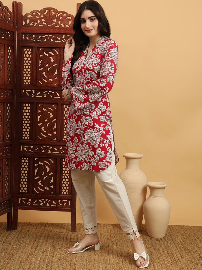 Women Ethnic Motifs Printed Flared Sleeves Summer Sheers Kurta - Image 4