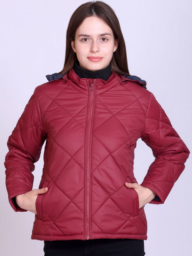 Women Solid Hooded Lightweight Quilted Jacket