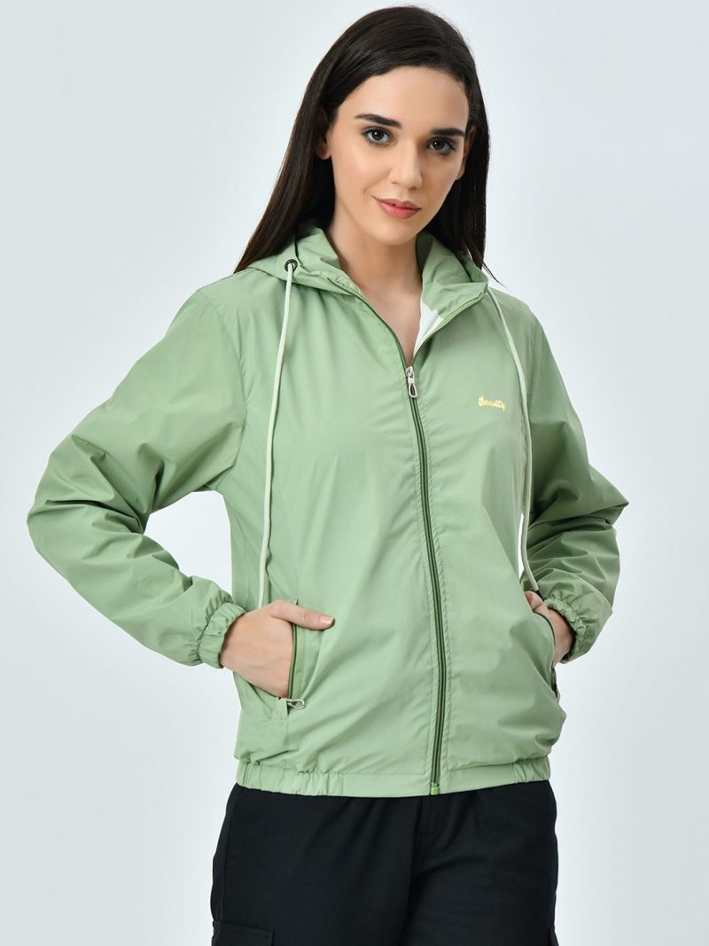 Women Lightweight Winter Windcheater Jacket with Hood & Zip Closure
