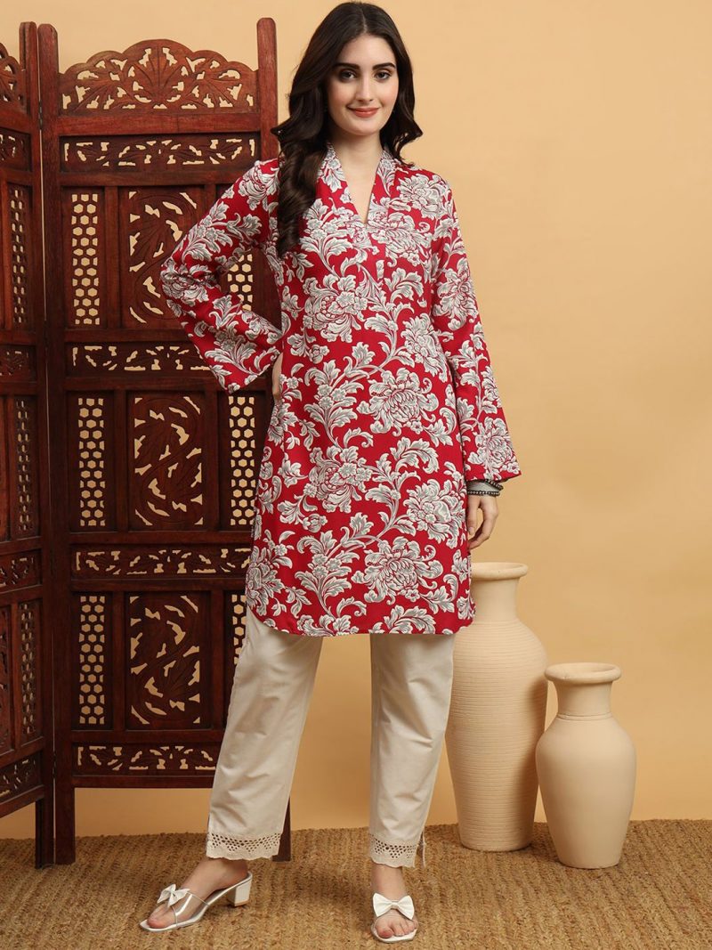 Women Ethnic Motifs Printed Flared Sleeves Summer Sheers Kurta